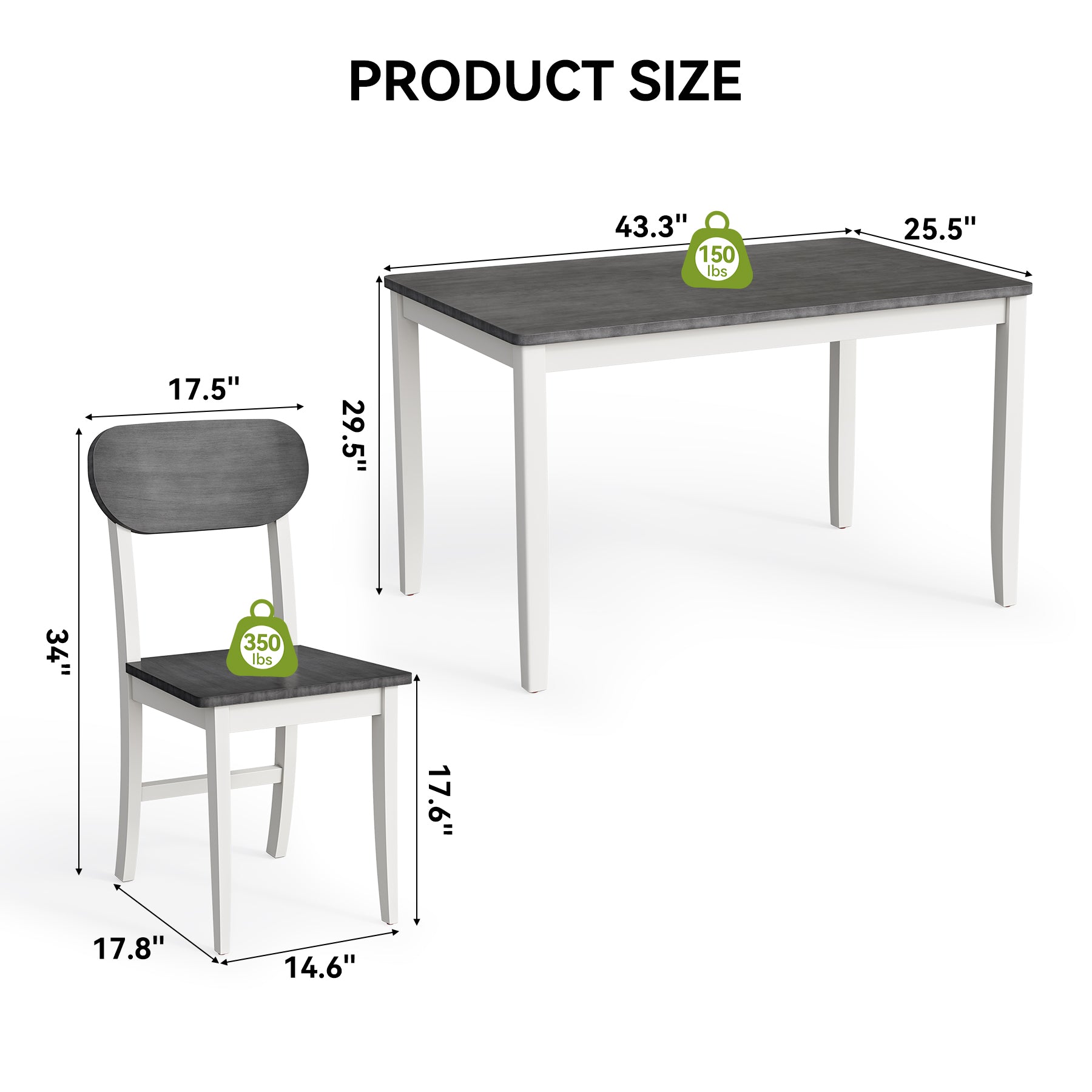 5-Piece Dining Table with Chairs Set for 4